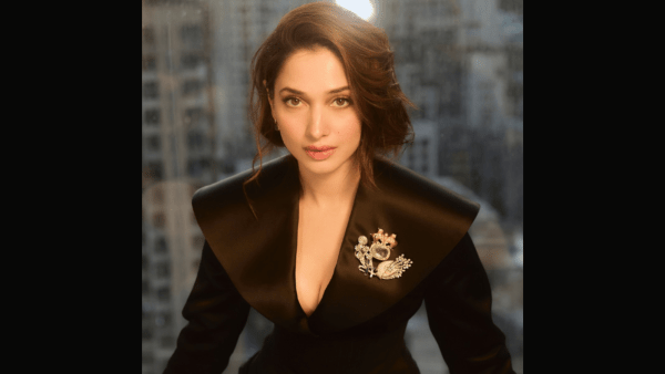 Tamannaah Bhatia styles a brooch with a western outfit