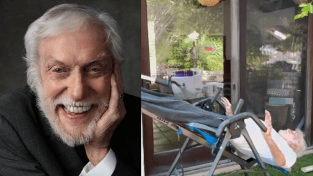 Dick Van Dyke exercises on inversion table