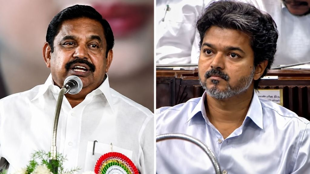 Calling Vijay a “costly Chief Minister”, Palaniswami (left) compared the expenditure with the previous AIADMK government. (File Photo/Enhanced using AI)