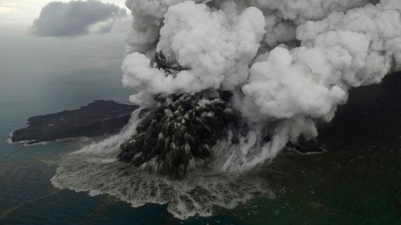 An ash plume from Indonesia's Anak Krakatau was detected drifting towards parts of Jakarta, Banten and West Java. (Image: AP)