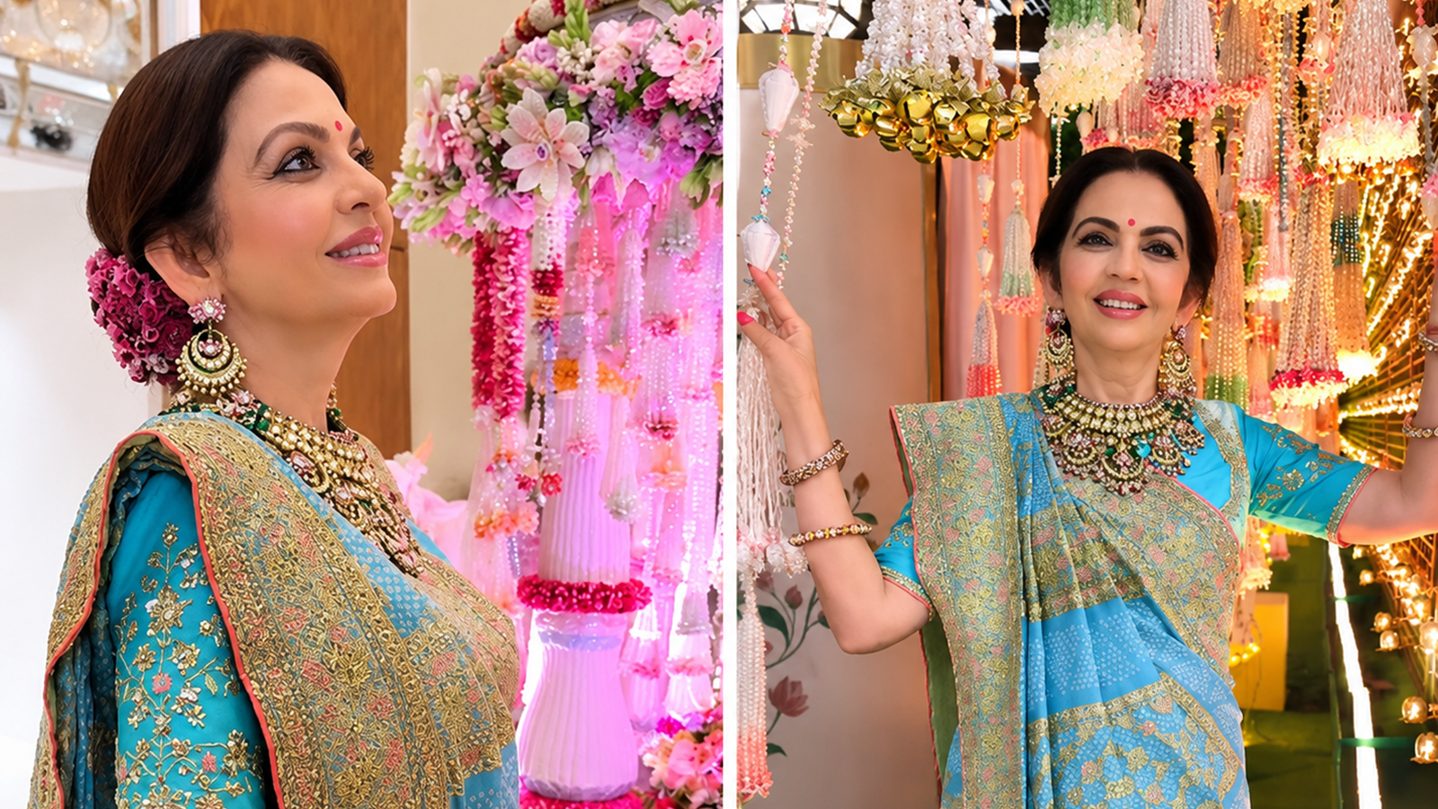 Nita Ambani serves regal glam in a pastel blue bandhani