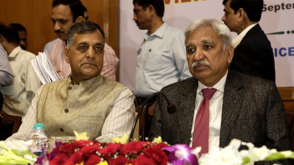 Ashok Lavasa with then CEC Sunil Arora. (Express archive)