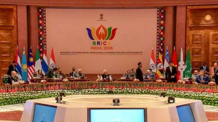 Prime Minister Narendra Modi, Russian President Vladimir Putin, Chinese President Xi Jinping and other world leaders during the 18th BRICS Summit