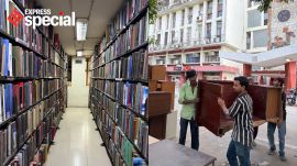 Spread over four floors and an area of nearly 5,500 sq m, the CSL contains more than 8.5 lakh books, including rare books, official records and gazetteers. (Express photo by Renuka Puri)