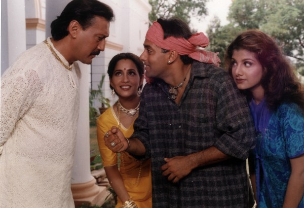 Film star Jackie Shroff, Ashwini Bhave, Rambha and Salman Khan in film BANDHAN. Express archive photo *** Local Caption *** Film star Jackie Shroff, Ashwini Bhave, Rambha and Salman Khan in film BANDHAN. Express archive photo