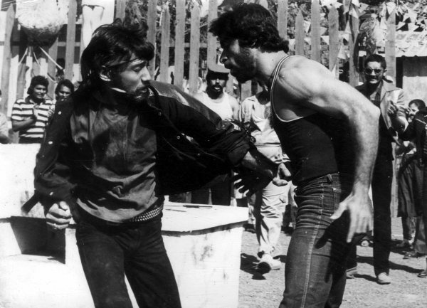 Actor Jackie Shroff and Manik Irani in film Hero, directed by Subhash Ghai. Express archive photo