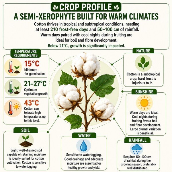 cotton, crop profile, ideal conditions for growth