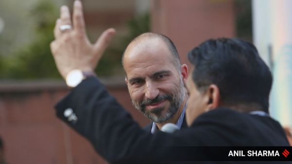Uber CEO Dara Khosrowshahi and niti aayog CEO Amitabh Kant during a conversations on the Future of sustainable mobillity in new delhi on thursday. Express photo by Anil Sharma 22.02.2018