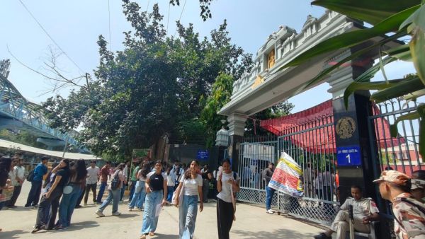 Outside Sri Venkateswara College in South Campus. (Express Photo by Sophiya Mathew)