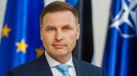 Estonian Defence Minister Hanno Pevkur amid a Ukraine ammunition deal controversy.