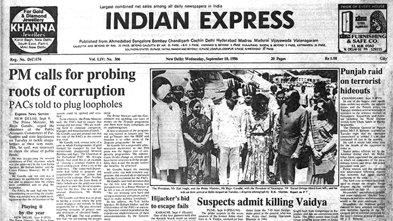 40 years ago September 10, 1986: PM’s fight against corruption