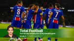 PSG's Marquinhos, center right, is congratulated by teammate Joao Neves, center left, after scoring the opening goal during the French League One soccer match between Paris Saint-Germain, and Monaco, in Paris, France, Friday, Sept. 4, 2026. (AP Photo)