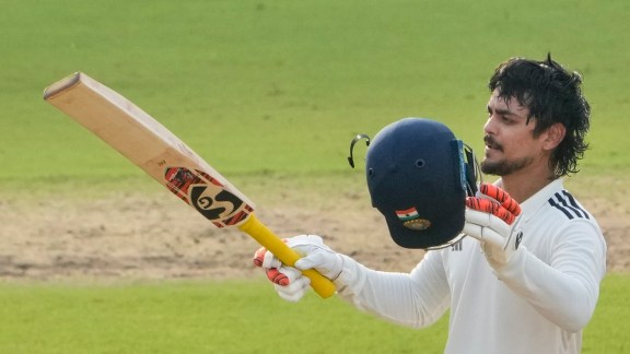 East Zone's captain Ishan Kishan celebrates his century on Day 1 of the Duleep Trophy 2026-27 Final between South Zone and East Zone, in Chennai. (PTI Photo/R Senthilkumar)