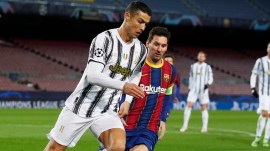 A former teammate's farewell match could unite Cristiano Ronaldo and Lionel Messi in a match in December 2026. (Reuters Photo)