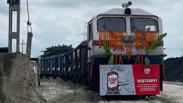 The inaugural cement rake established Sairang as a freight-handling point. (Image: Ministry of Railways)
