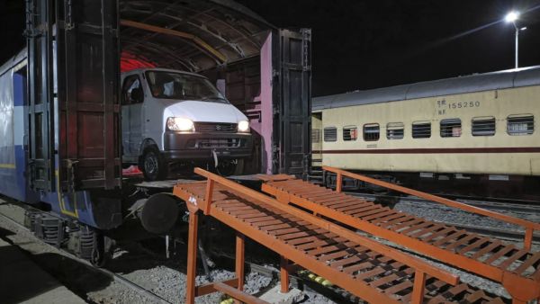 The first Automobile Freight Rake handled at Mizoram (Image: Ministry of Railways)