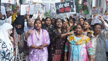 Congress on Friday staged a protest in Lucknow demanding the resignation of Chief Election Commissioner Gyanesh Kumar over alleged irregularities in the electoral process