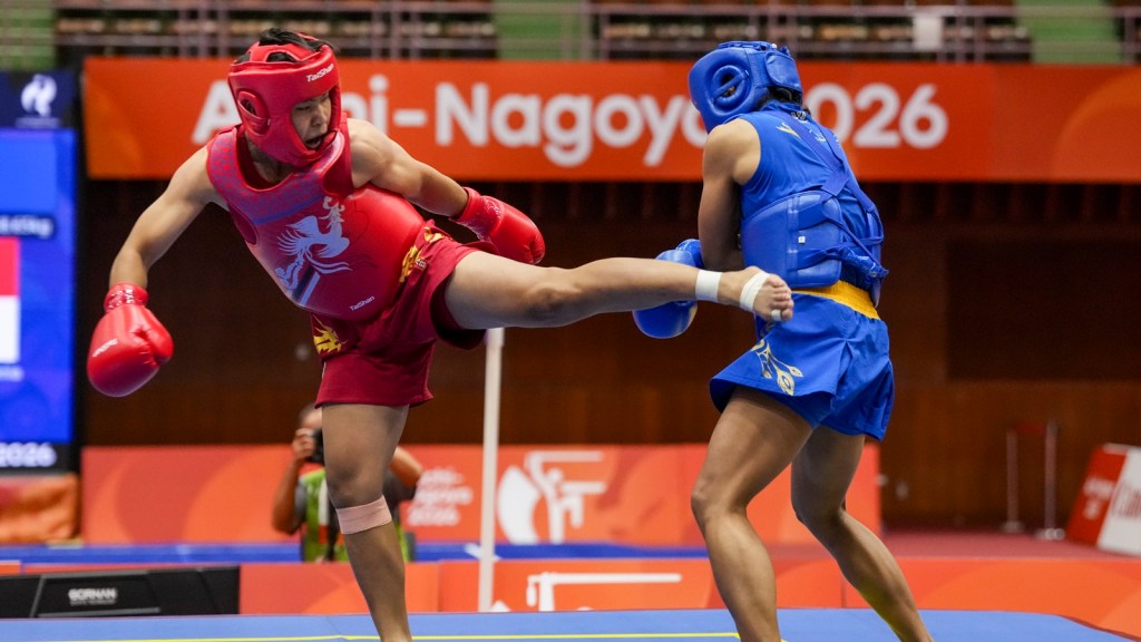 Asian Games 2026 Day 6 Live: Roshibina Devi Naorem (in red) will be gunning for a historic gold in wushu.