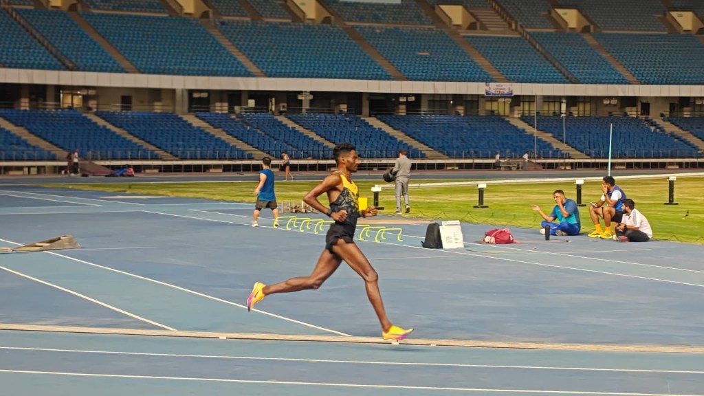 Avinash Sable at the JLN Stadium in Delhi. (Express Photo)