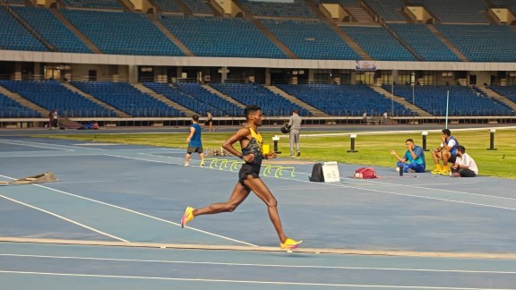 Avinash Sable at the JLN Stadium in Delhi. (Express Photo)