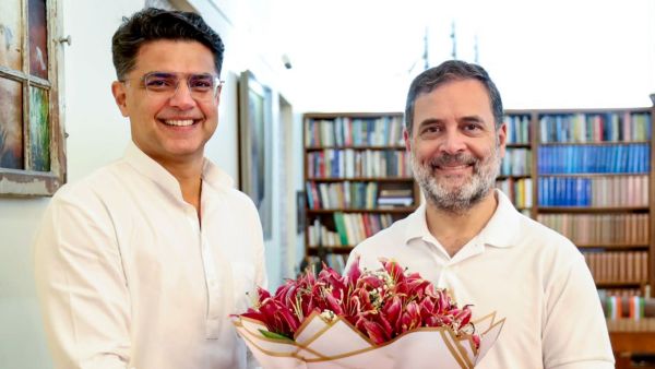 **EDS: THIRD PARTY IMAGE** In this image posted on Sept. 8, 2026, LoP in the Lok Sabha and Congress MP Rahul Gandhi being felicitated by party General Secretary and in-charge of Punjab Sachin Pilot during a meeting, at 10 Janpath, in New Delhi. (@INCIndia/X via PTI Photo)(PTI09_08_2026_000251B)