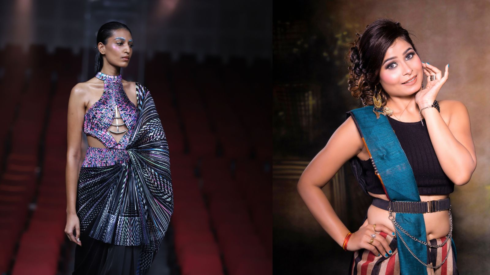 Halter-neck and crop tops can give the traditional sari an Indo-Western edge.