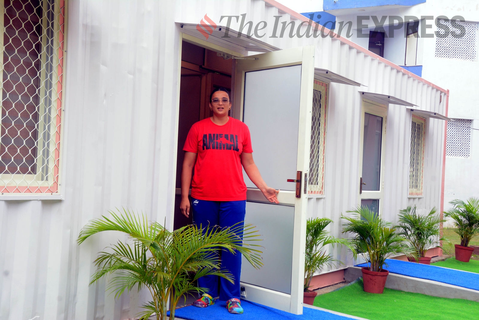 Commonwealth Games bronze medalist Seema Kaliraman said that she couldn't sleep well the first night but then got accustomed to it. (Express Photo by Harmeet Sodhi)