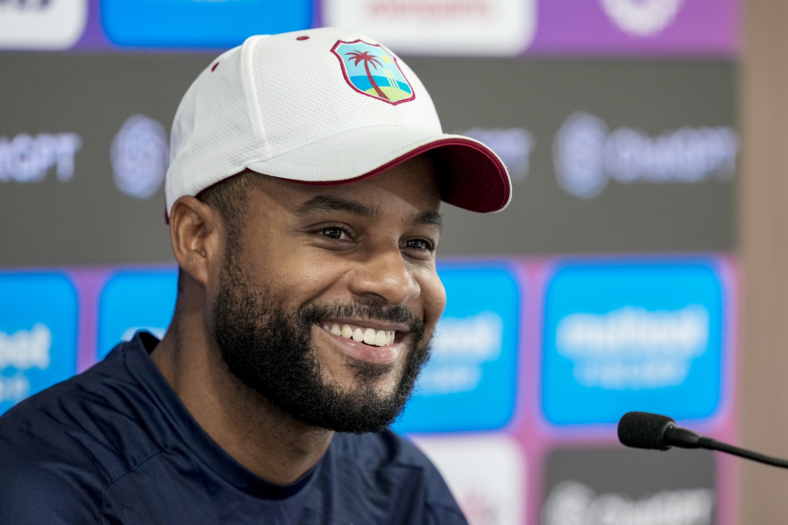 West Indies' captain Shai Hope addresses a press conference ahead of the first ODI cricket match of a series between India and West Indies, in Thiruvananthapuram, Keralam, Saturday, Sept. 26, 2026. (PTI09_26_2026_000422A)