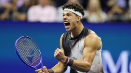 Shelton thanked his audience later, calling Arthur Ashe “the greatest stadium in the world”. (AP Photo)