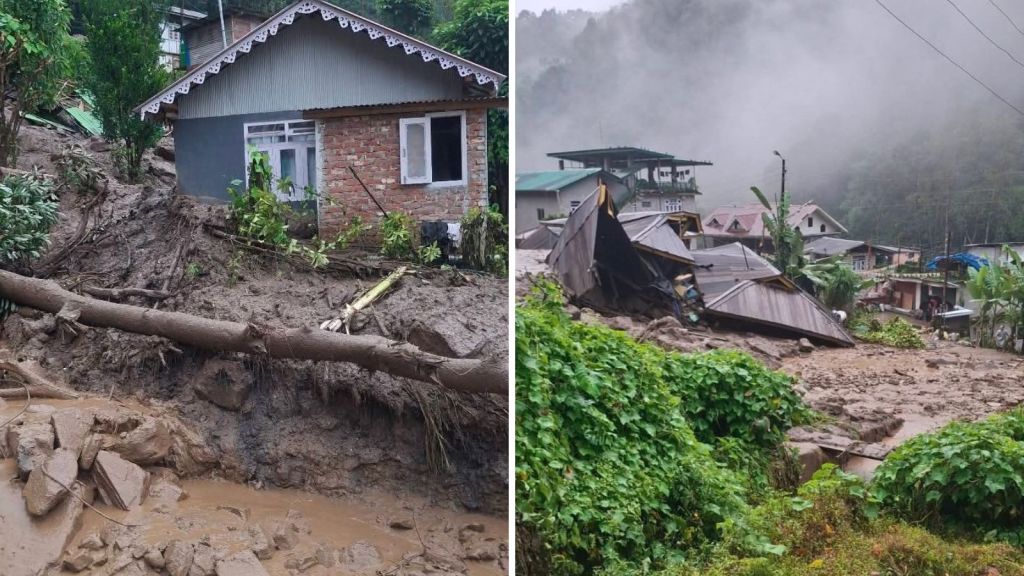 The ladslide washed away houses, government quarters and other properties. (Photos: ANI)
