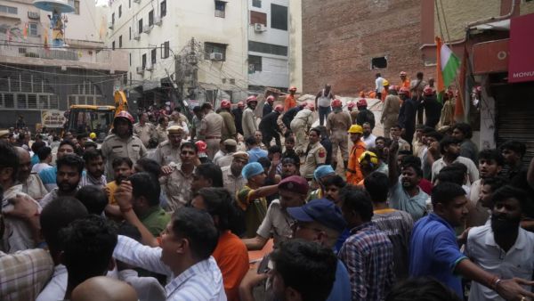 Building collapse in South Delhi. (Express photo Abhinav Saha)