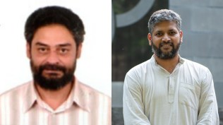 Professor emeritus at Raman Research Institute S Sridhar. and Associate professor at IUCAA Nishant K Singh.
