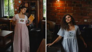 A model sporting a dress stitched by the Kerala nuns.