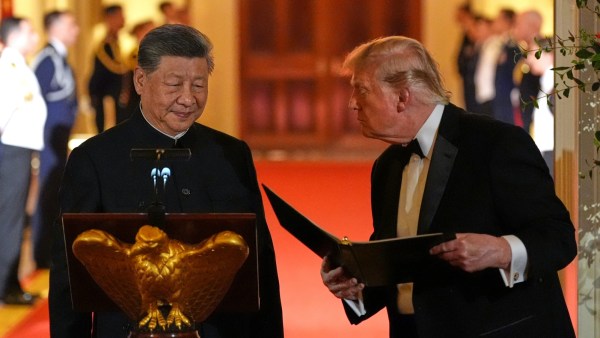 US President Donald Trump and China's President Xi Jinping during a State Dinner at the White House on September 24.