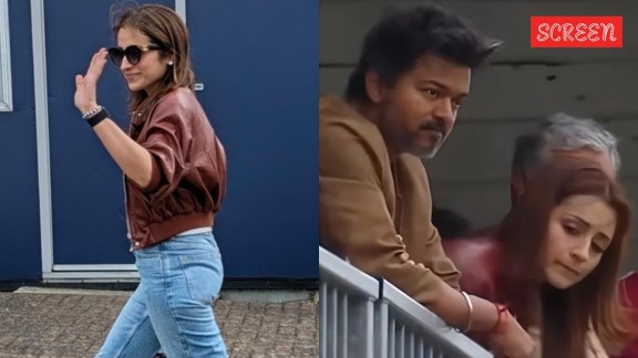 Vijay and Trisha Krishnan watch Ajith race in UK