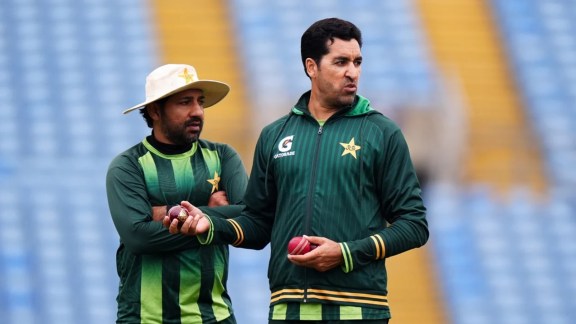 Umar Gul was assistant coach to Sarfaraz Ahmed and both were sacked after the Lord's Test. (Bradley Collyer/PA via AP)