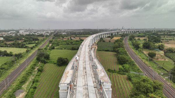 Under construction bullet train network in Vadodara