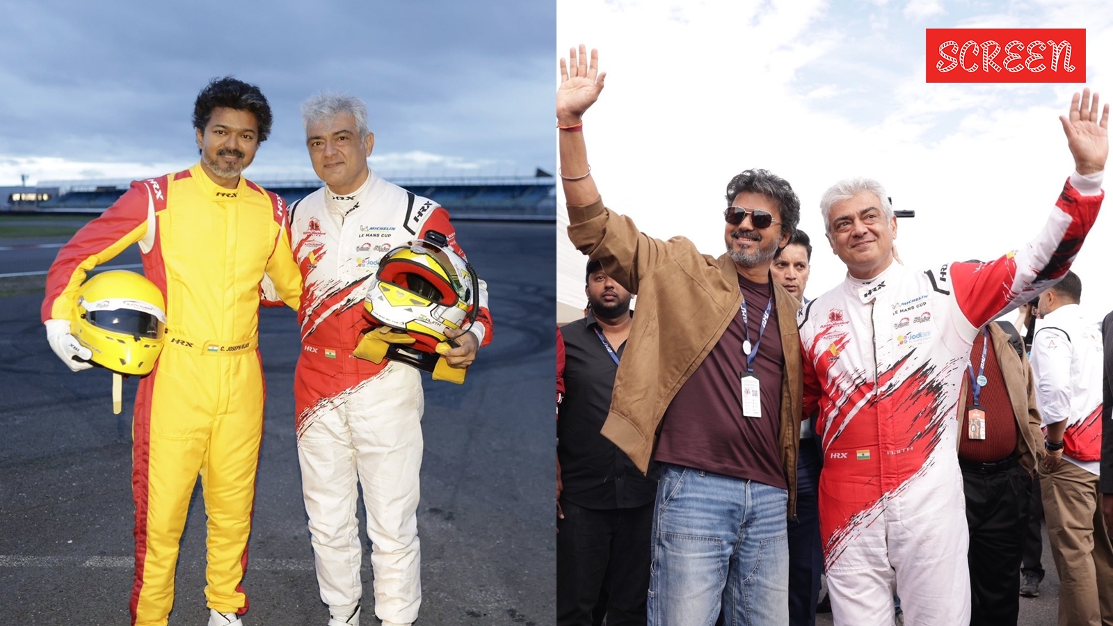 From a warm hug, flagging off the race to Trisha: Inside Ajith and Vijay’s Silverstone moment - The Indian Express