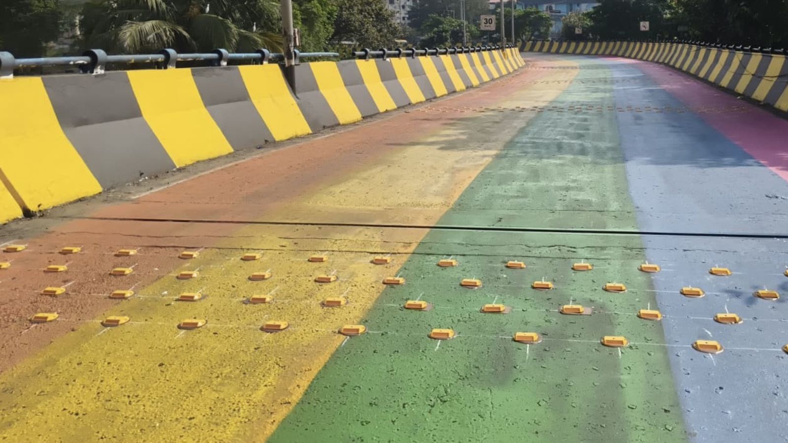 After viral video, Kolkata’s ‘rainbow’ flyover gets reflectors overnight