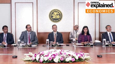 Reserve Bank of India (RBI) Governor Sanjay Malhotra and MPC members at a press conference on its Monetary Policy announcement and repo rate hike from 5.25% to 5.50%, (RBI/ANI Video Grab)