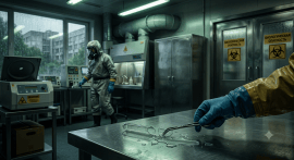Sterile laboratory bench showing biohazard containment protocols (AI generated image). Russian health authority Rospotrebnadzor initiated plague quarantine procedures in Shelekhov near Irkutsk following the fatal laboratory-acquired infection of technician Daria Shipilova.