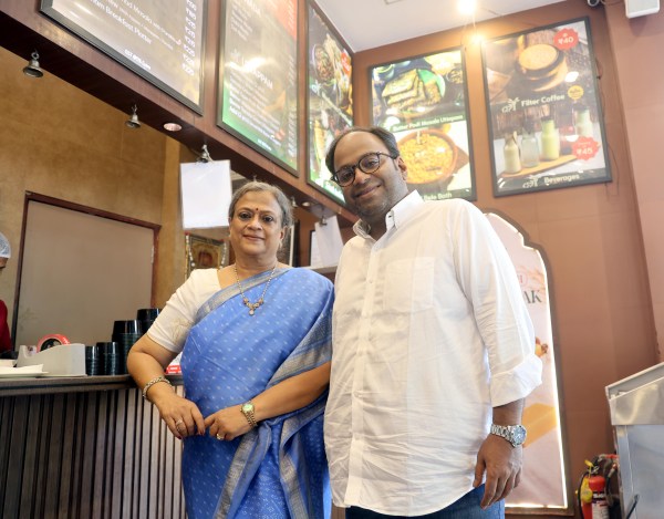 Bhagyalakshmi Gohokar with her son Chittaranjan founded Santosham in 2022. Express Photo by Deepak Joshi 