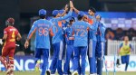 Arshdeep Singh of India celebrates the wicket of Shai Hope of West Indies during the 3rd T20I match between India and West Indies at the Holkar Stadium, Indore, India on October 11, 2026.