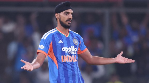 Arshdeep Singh of India celebrates the wicket of Shai Hope of West Indies during the 3rd T20I match between India and West Indies at the Holkar Stadium, Indore, India on October 11, 2026.