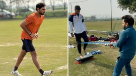 Bhuvneshwar Kumar putting in the hard yards with his physio Ramneesh Vohra. (Instagram & Special Arrangement)