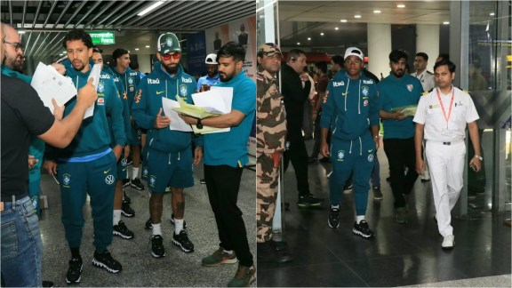 5-time world champions Brazil landed in Kolkata on Thursday night for their much-anticipated clash with India on October 3. (AIFF)