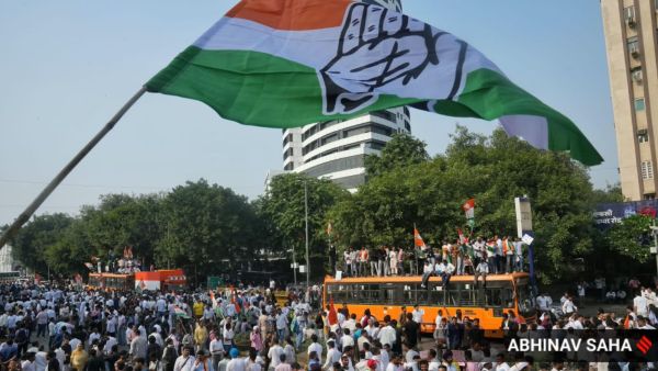 The “Chalo Delhi” protest called by the Congress witnessed a major show of Opposition unity, with almost the entire top leadership of the INDIA bloc taking part (Express Photo by Abhinav Saha)