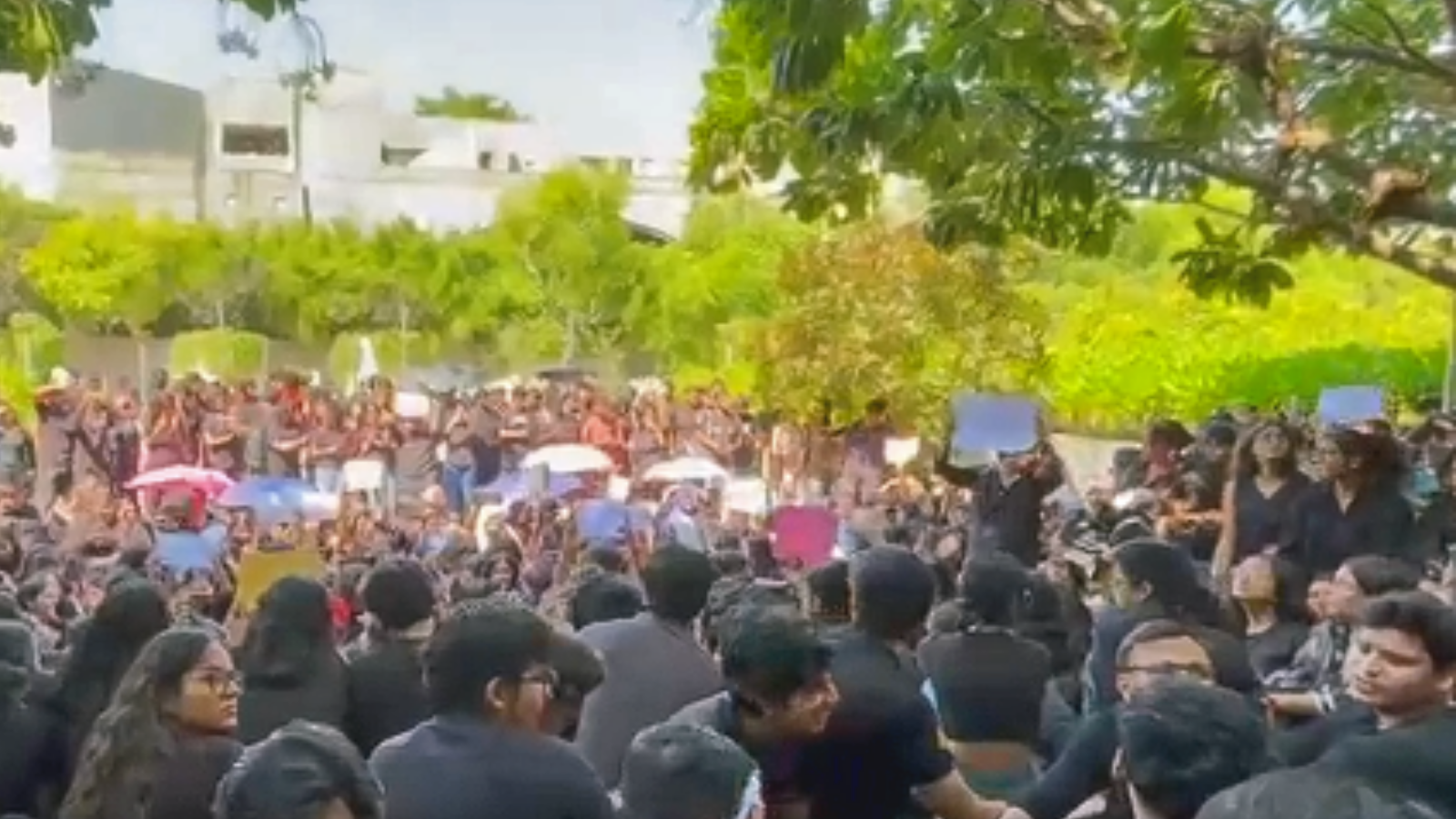 ‘Inaction over women safety’: Nirma varsity students hold ‘Black day’ protest – national ‘Inaction over women safety’: Nirma varsity students hold ‘Black day’ protest – national