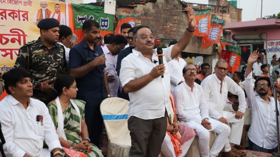 BJP Bengal president Samik Bhattacharya, Samik Bhattacharya, BJP shifts tack to development in Bengal bypoll, Bengal bypoll, Rejinagar, Suvendu Adhikari, Kolkata news, WEst Bengal news, Indian express, current affairs