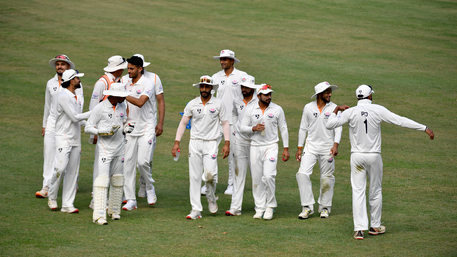 Jammu and Kashmir players during the opening day of the Irani Cup. 